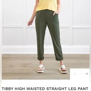 New TIBBY HIGH WAISTED STRAIGHT LEG PANT in Cactus Green Size XL